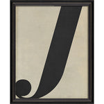 Letter J Black on White Framed Print