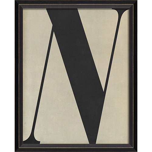 Letter N Black on White Framed Print