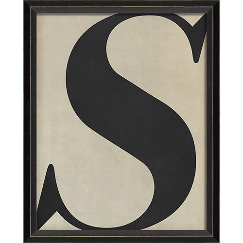 Letter S Black on White Framed Print