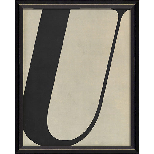 Letter U Black on White Framed Print