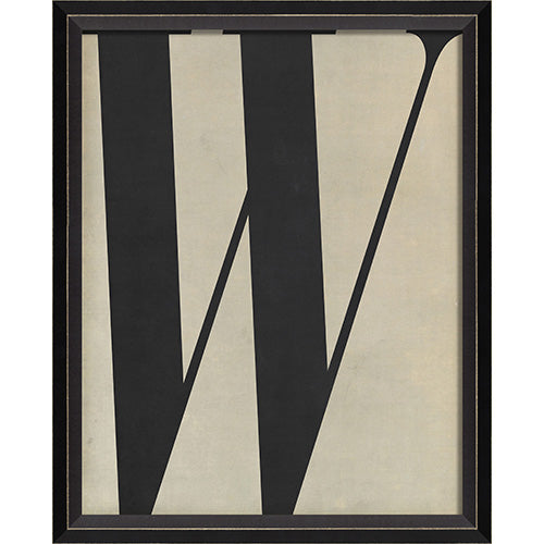 Letter W Black on White Framed Print