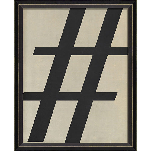 Letter Hashtag Black on White Framed Print