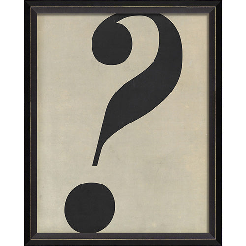 Letter Question Mark Black on White Framed Print