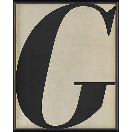 Letter G Black on White Framed Print