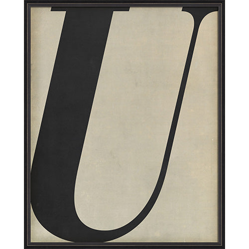 Letter U Black on White Framed Print