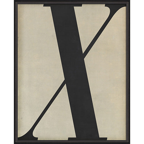 Letter X Black on White Framed Print