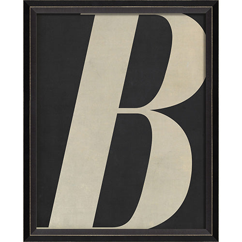 Letter B White on Black Framed Print