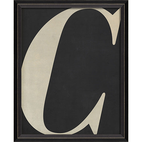 Letter C White on Black Framed Print