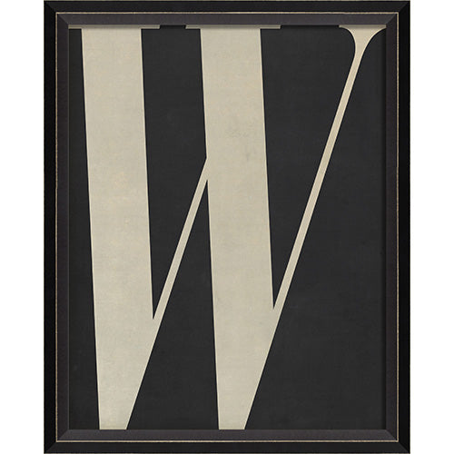 Letter W White on Black Framed Print