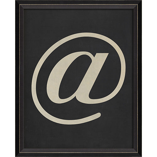 Letter At Symbol White on Black Framed Print