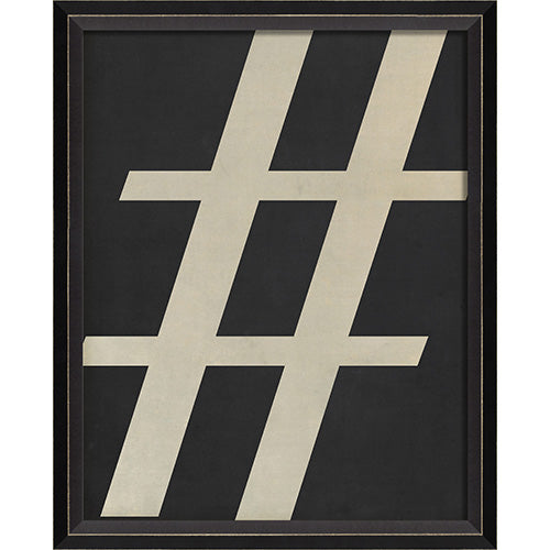 Letter Hashtag White on Black Framed Print