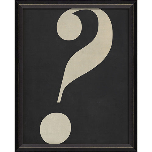 Letter Question Mark White on Black Framed Print