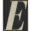 Letter E White on Black Framed Print