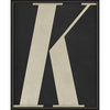 Letter K White on Black Framed Print