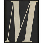 Letter M White on Black Framed Print