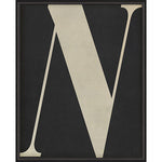 Letter N White on Black Framed Print