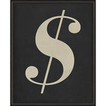 Letter Dollar Sign White on Black Framed Print