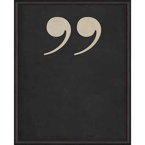 Letter End Quotes White on Black Framed Print