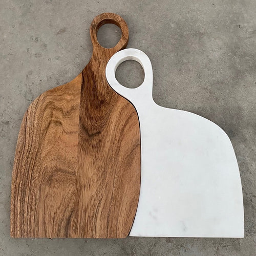 Mr & Mrs Wood/Marble Cheese Board Set