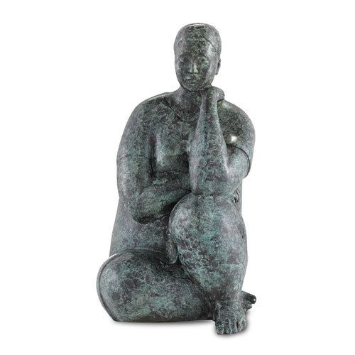 Currey & Co Lady Meditating Bronze Sculpture