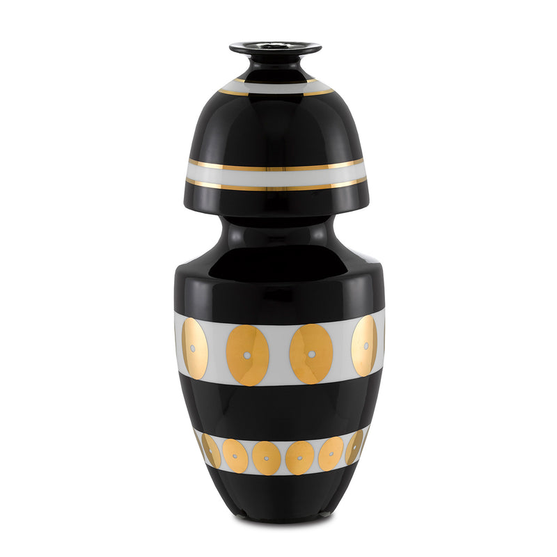 Currey & Co De Luca Black and Gold Gourd Vase - Final Sale