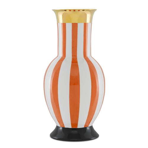 Currey & Co De Luca Coral Stripe Large Vase - Final Sale