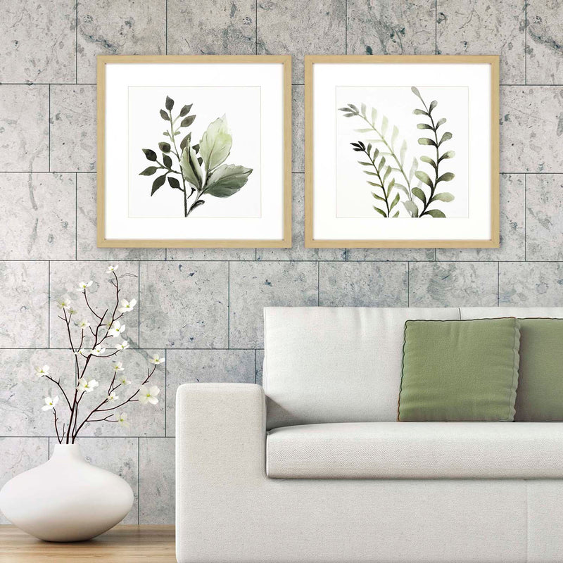 Allen Watercolor Sage Framed Art Set of 2