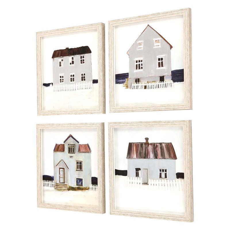 Stellar Design Beach Hut Framed Art Set of 4