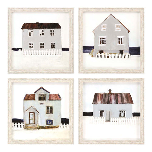 Stellar Design Beach Hut Framed Art Set of 4