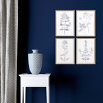 Vision Studio Navy Botanicals Framed Art Set of 4