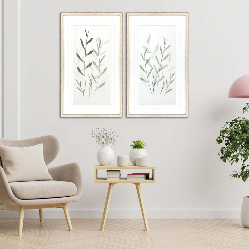 JL Design Light Ferns Framed Art Set of 2