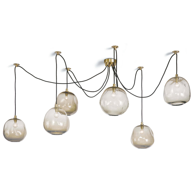 Regina Andrew Molten Spider Natural Brass & Smoke Glass Chandelier