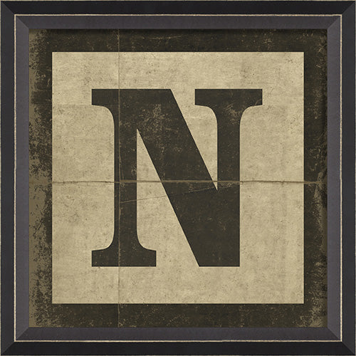 Black Block Letter N Framed Print