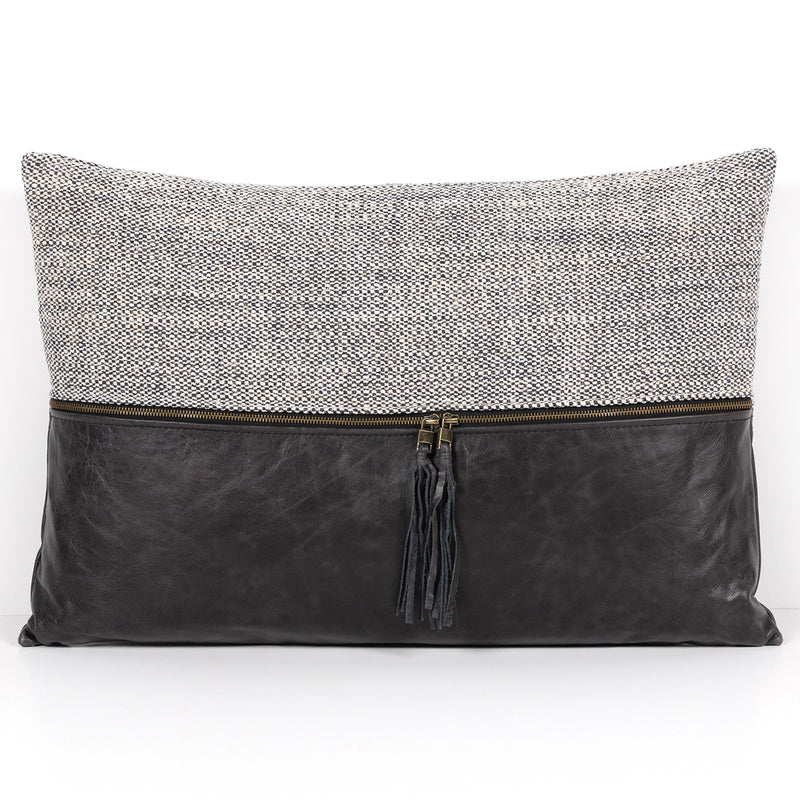 Four Hands Leather and Linen Throw Pillow