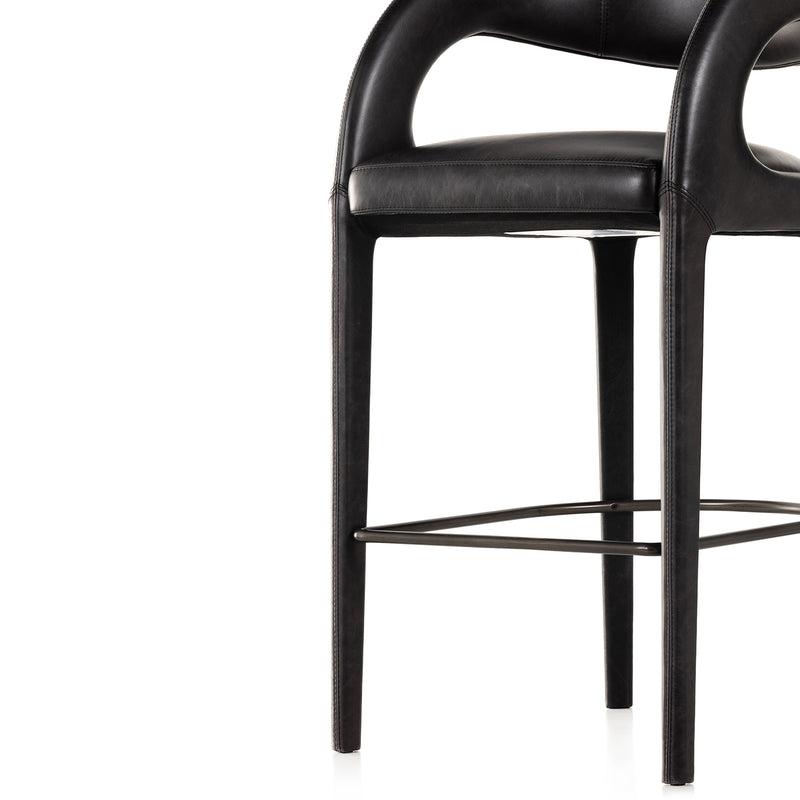 Four Hands Hawkins Leather Bar Stool