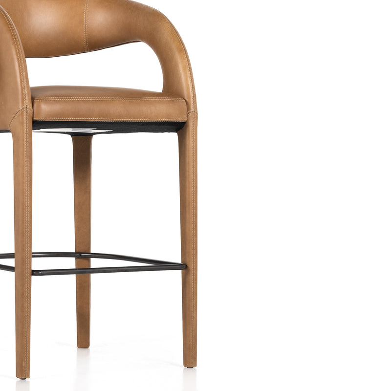 Four Hands Hawkins Leather Bar Stool