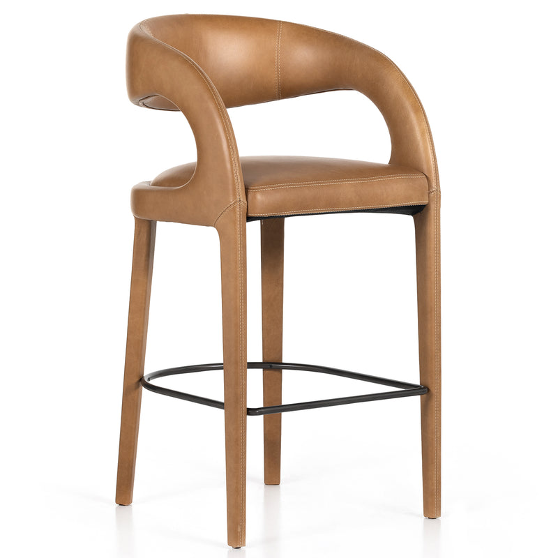 Four Hands Hawkins Leather Bar Stool