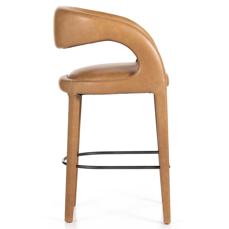 Four Hands Hawkins Leather Bar Stool