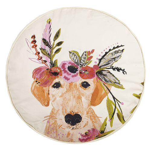 Floral Dog Labrador Accent Pillow