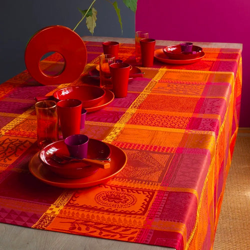 Garnier Thiebaut Mille Wax Ketchup Jacquard Tablecloth