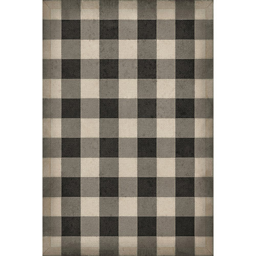 Gingham Canvas Black Vinyl Floorcloth