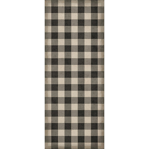 Gingham Canvas Black Vinyl Floorcloth