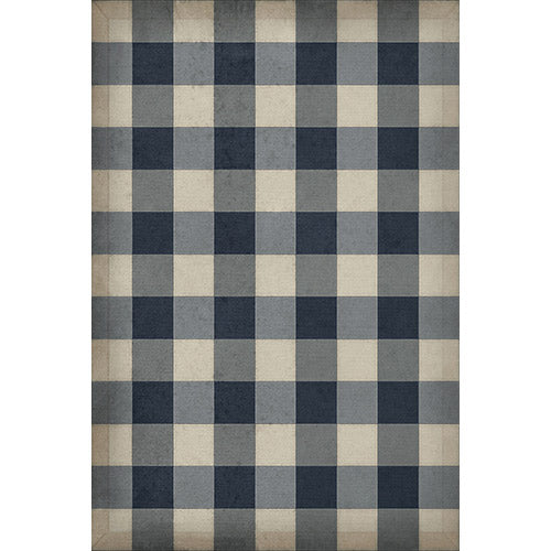 Gingham Canvas Blue Vinyl Floorcloth