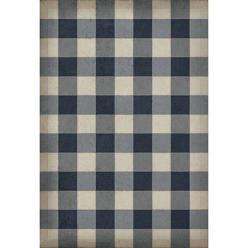 Gingham Canvas Blue Vinyl Floorcloth