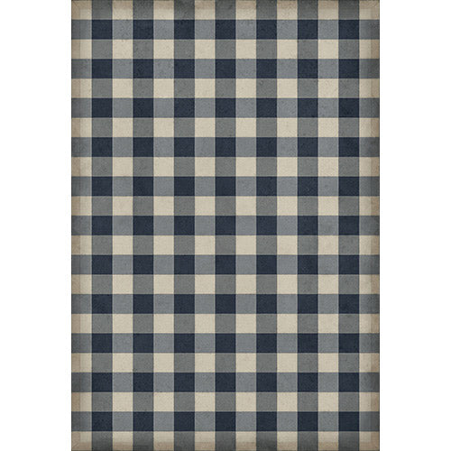 Gingham Canvas Blue Vinyl Floorcloth