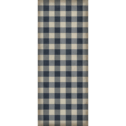 Gingham Canvas Blue Vinyl Floorcloth