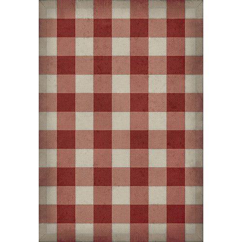 Gingham Canvas Red Vinyl Floorcloth