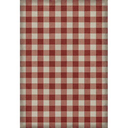 Gingham Canvas Red Vinyl Floorcloth