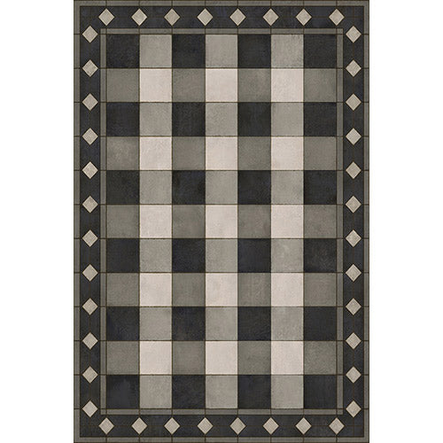 Gingham Tile Black Vinyl Floorcloth