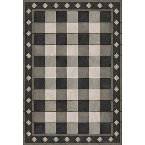 Gingham Tile Black Vinyl Floorcloth